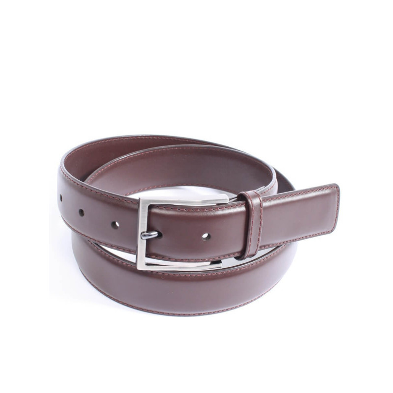 Belt man leather-smooth top-stitched tone-on-tone