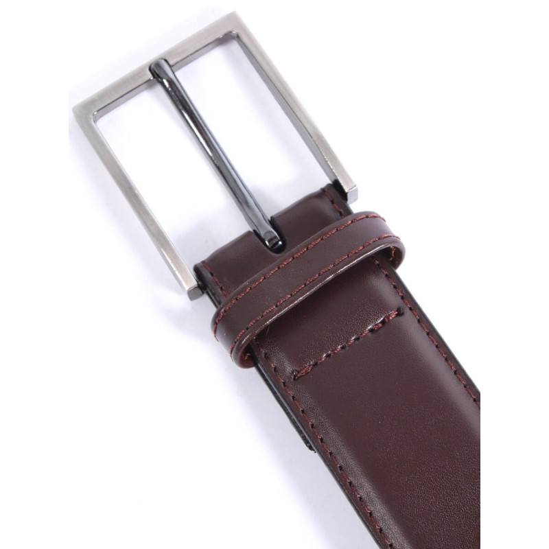 Belt man leather-smooth top-stitched tone-on-tone