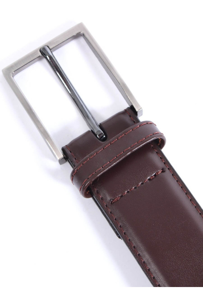 Belt man leather-smooth top-stitched tone-on-tone