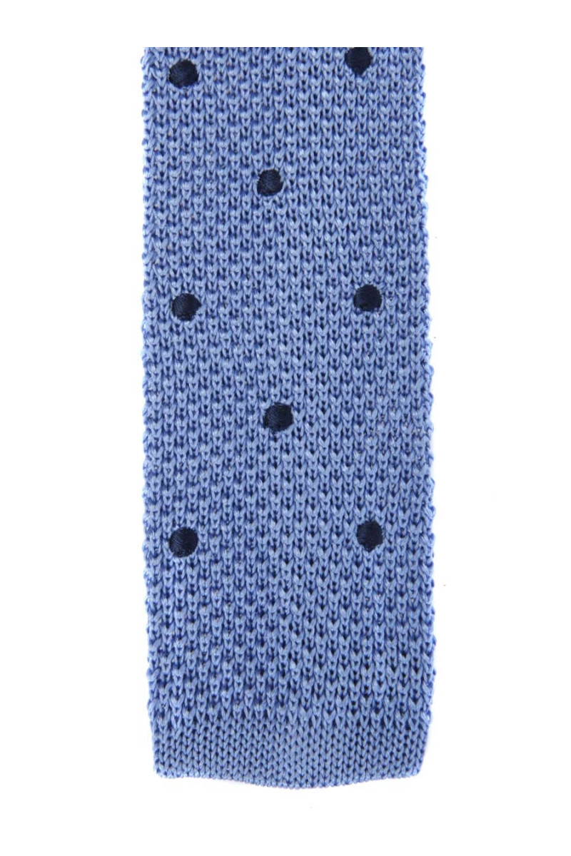 Cravate fine en maille tricot de pure soie à pois