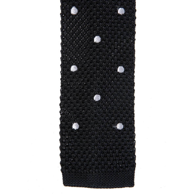 Tie fine mesh knit of pure silk polka dot