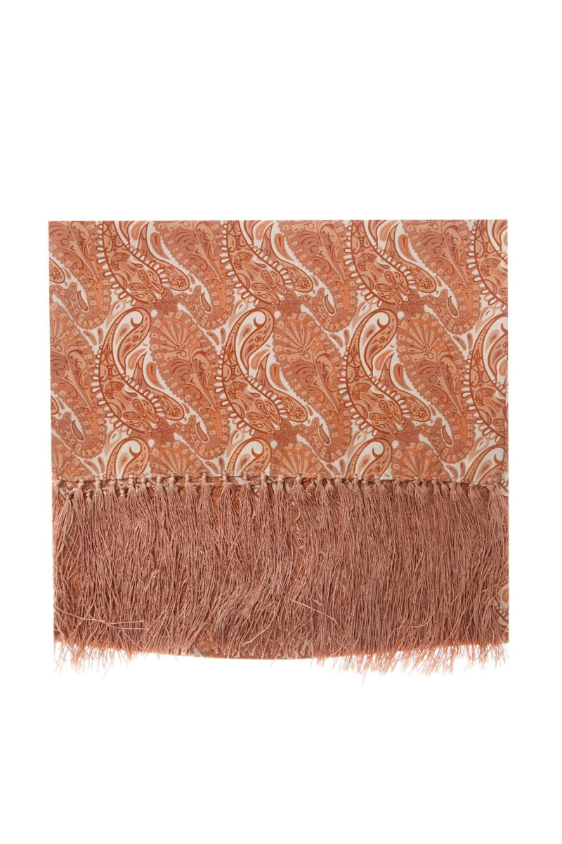 Echarpe en pure soie motif cachemire camel