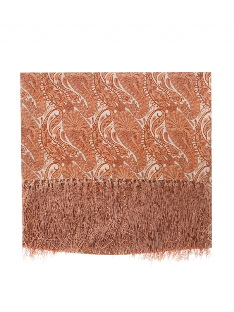 Echarpe en pure soie motif cachemire camel
