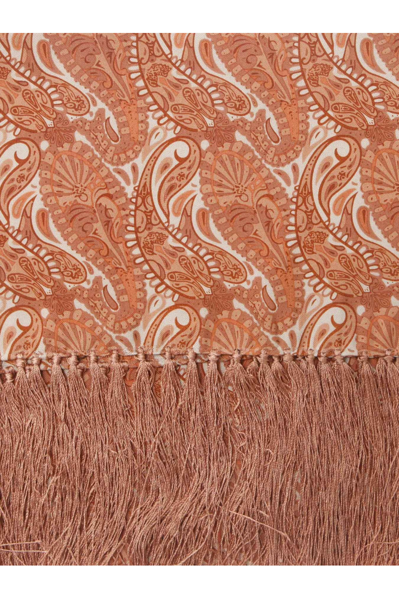 Echarpe en pure soie motif cachemire camel