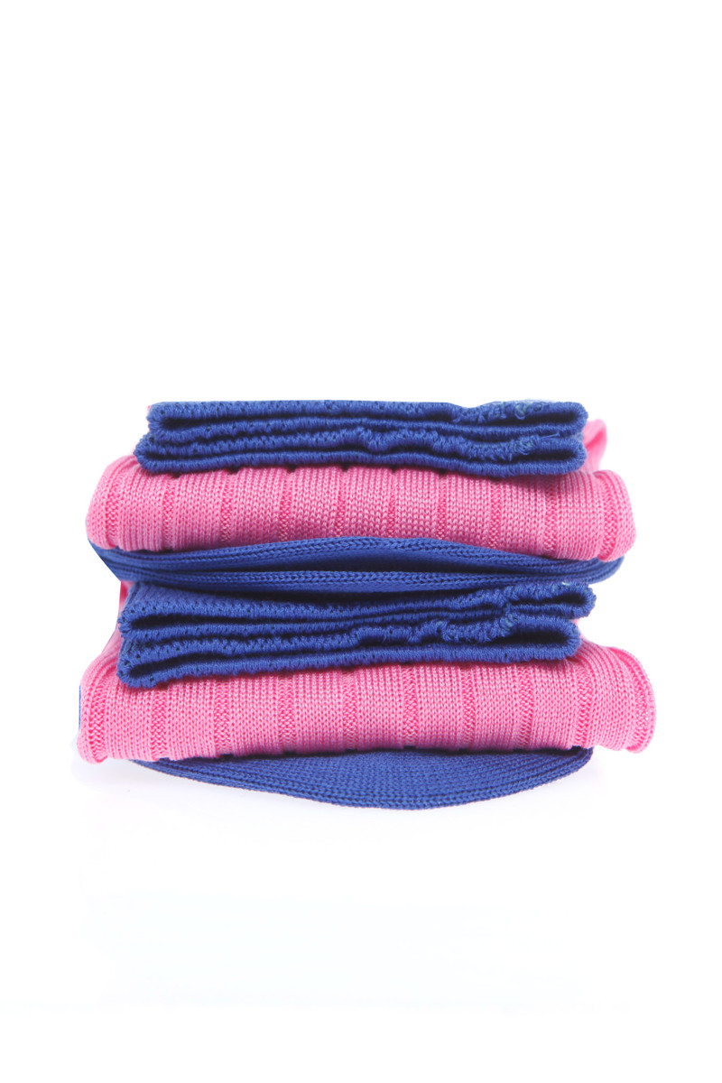 Chaussettes homme fil d'Ecosse 100% coton rose et indigo