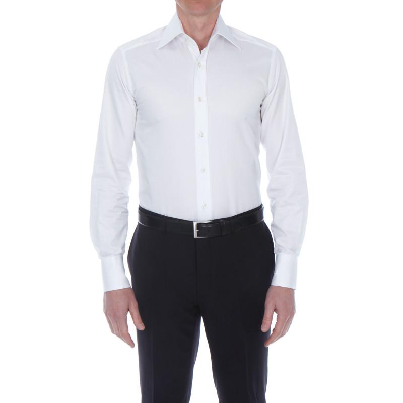 Chemise homme cintrée unie à col haut deux boutons