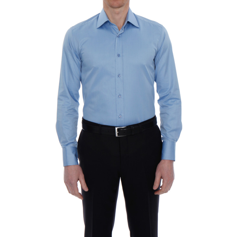 Chemise unie homme cintrée à poignet mousquetaire