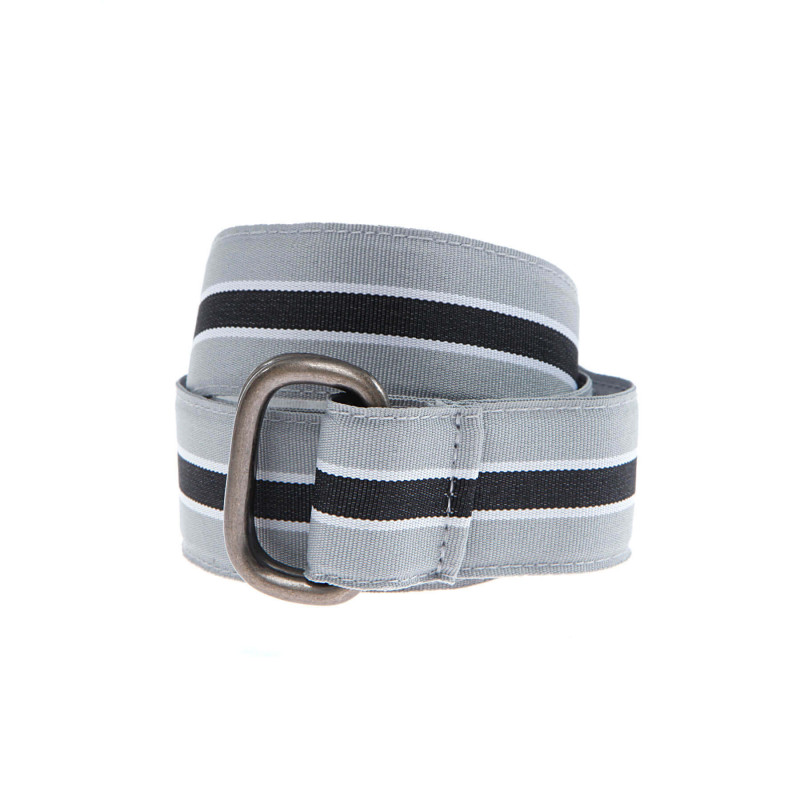 Ceinture en toile rayée gris, noir et blanc