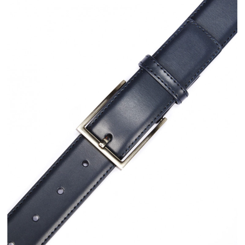 Belt man leather-smooth top-stitched tone-on-tone