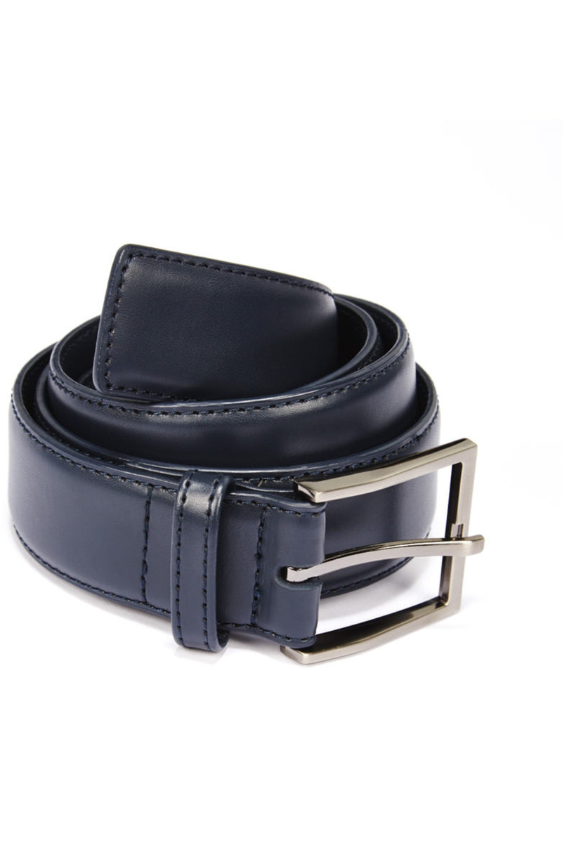 Belt man leather-smooth top-stitched tone-on-tone