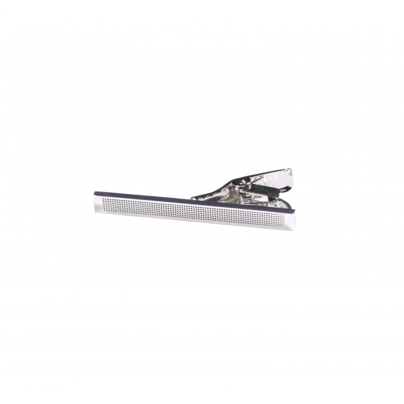 A tie-clip slim shiny metal finish and rhodium