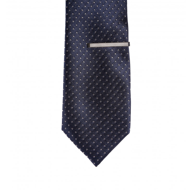 A tie-clip slim shiny metal finish and rhodium