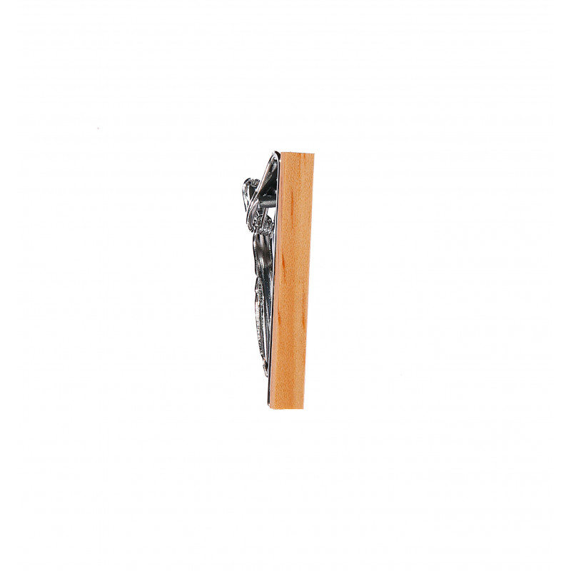 Clip slim tie with wood finishing