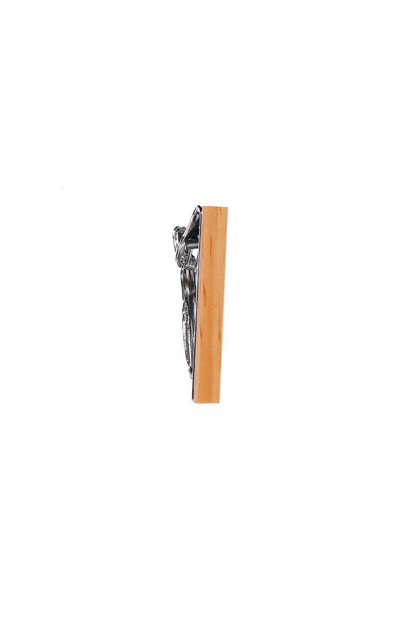 Clip slim tie with wood finishing