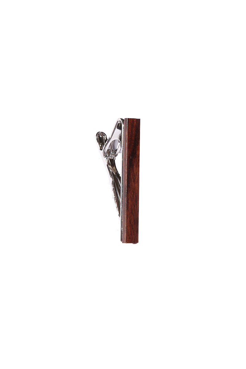 Clip slim tie with wood finishing