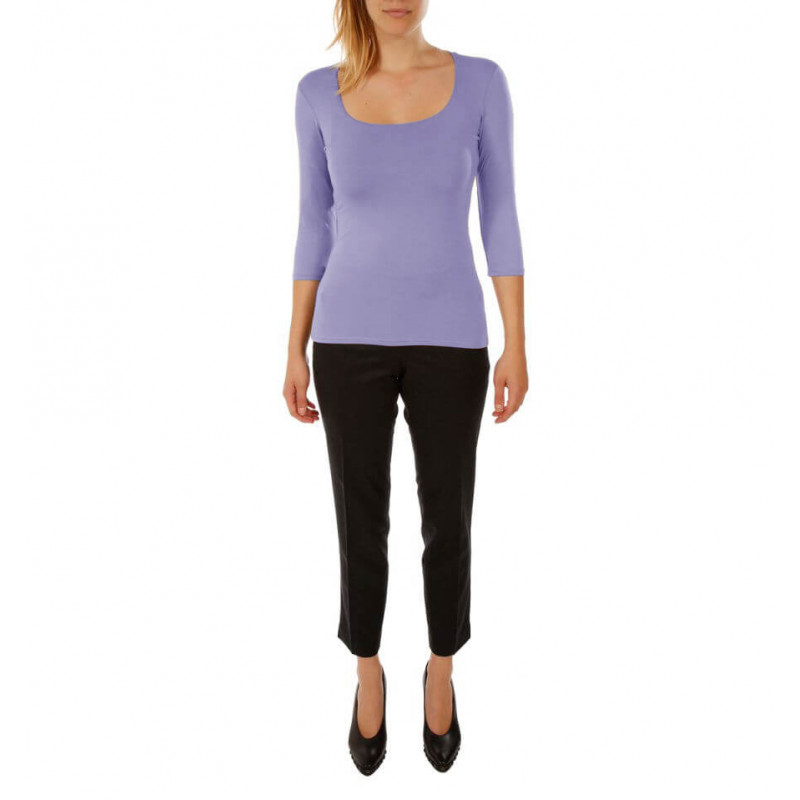 T-shirt woman square neck and three quarter sleeves in viscose stretch