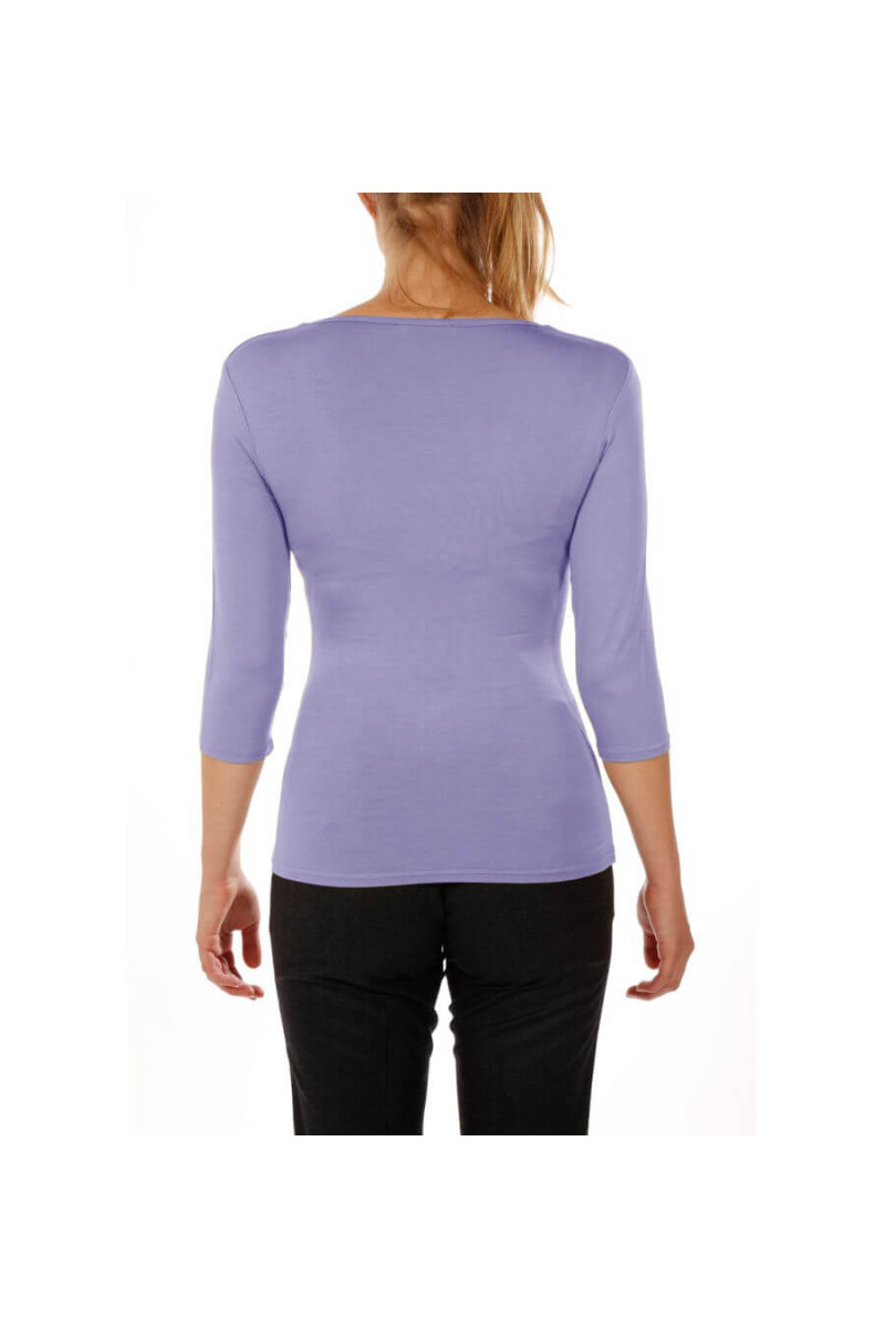 T-shirt woman square neck and three quarter sleeves in viscose stretch