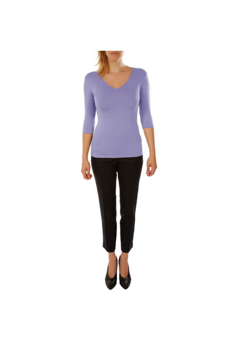 T-shirt femme viscose stretch manches trois quart
