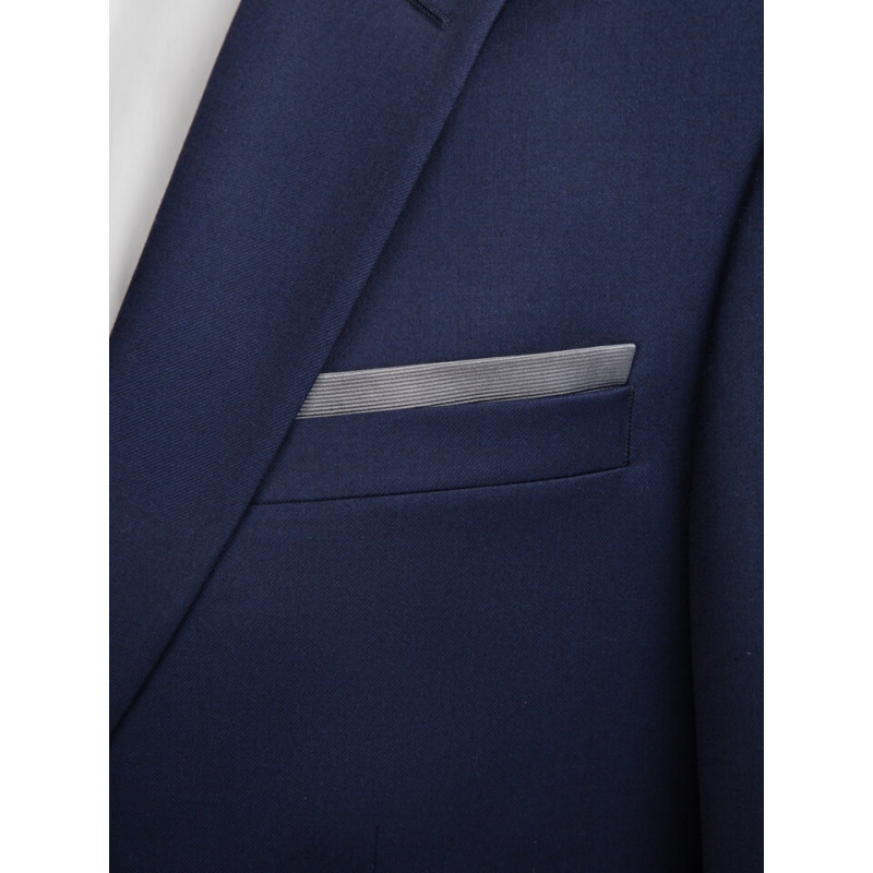 Sleeve suit in pure silk finely ribbed grey reversible blue hard