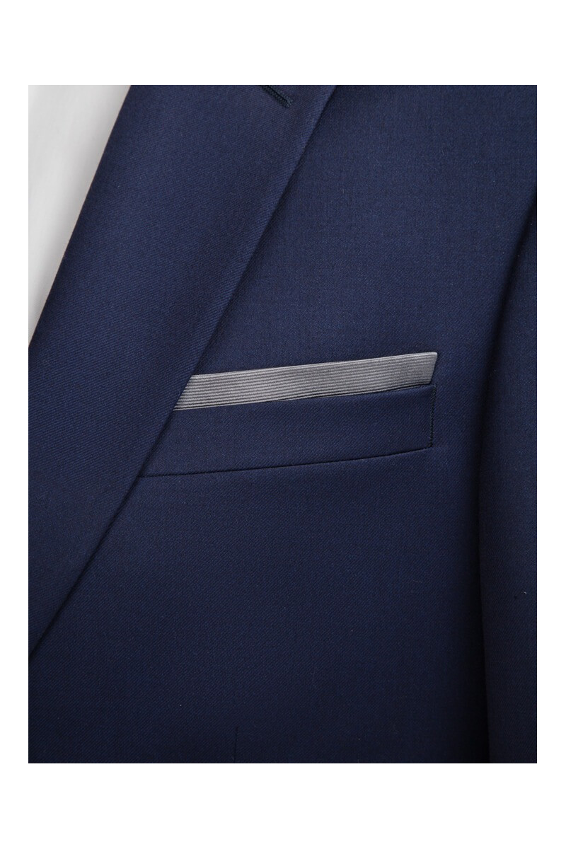Sleeve suit in pure silk finely ribbed grey reversible blue hard