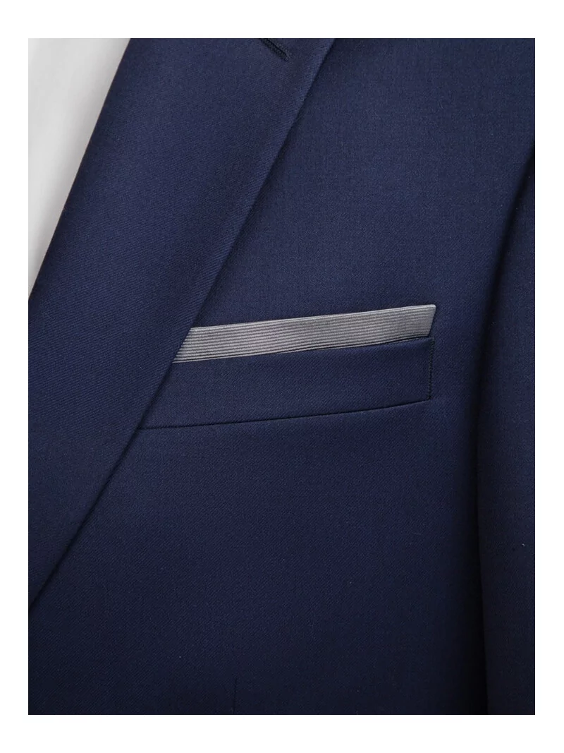 Sleeve suit in pure silk finely ribbed grey reversible blue hard