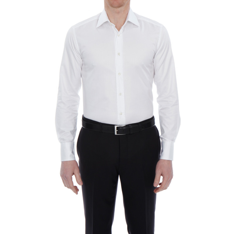 Chemise unie homme cintrée à poignet mousquetaire