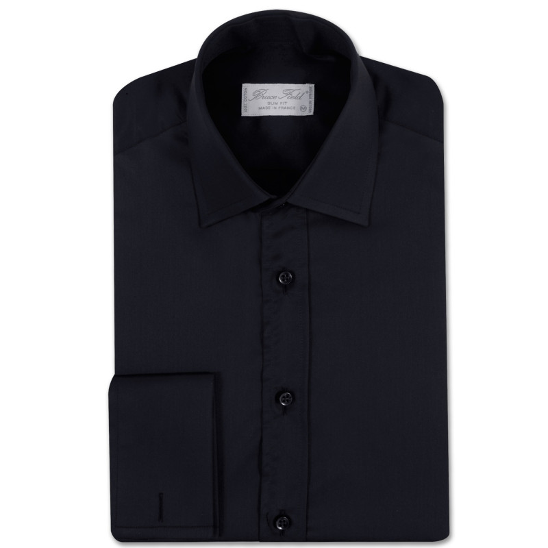 Chemise unie homme cintrée à poignet mousquetaire