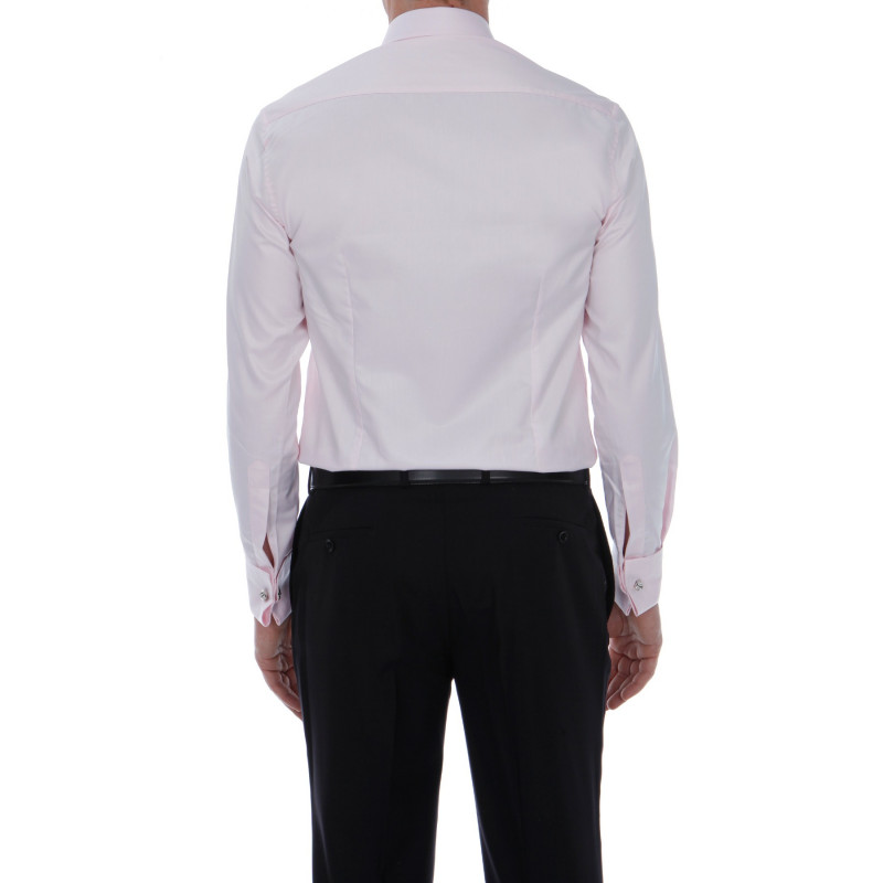 Chemise unie homme cintrée à poignet mousquetaire