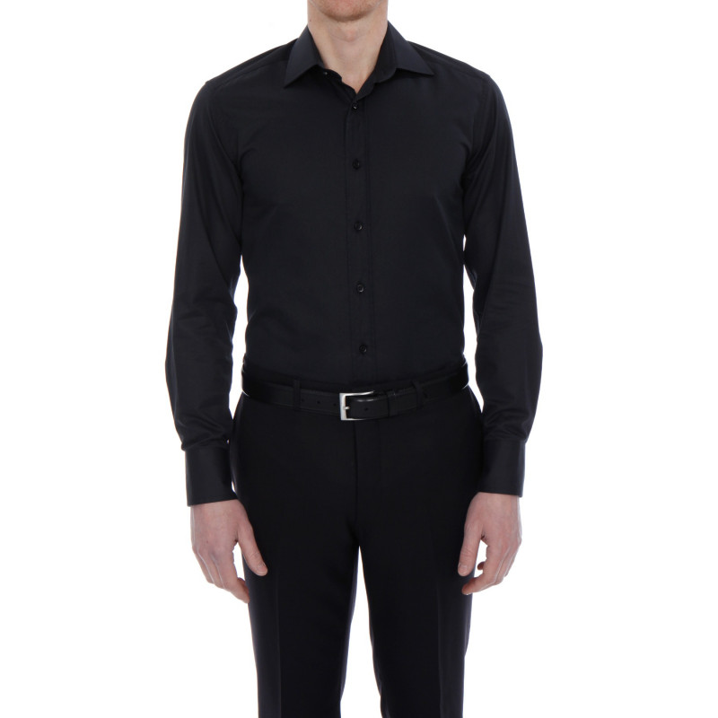 Chemise unie homme cintrée à poignet mousquetaire