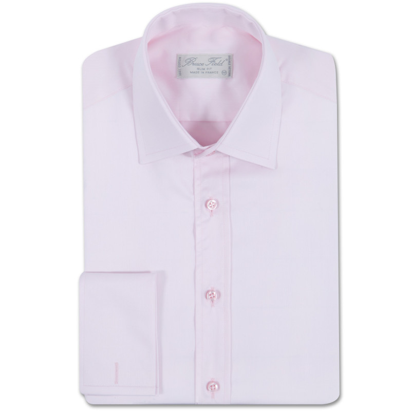 Chemise unie homme cintrée à poignet mousquetaire