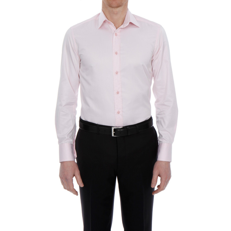 Chemise unie homme cintrée à poignet mousquetaire