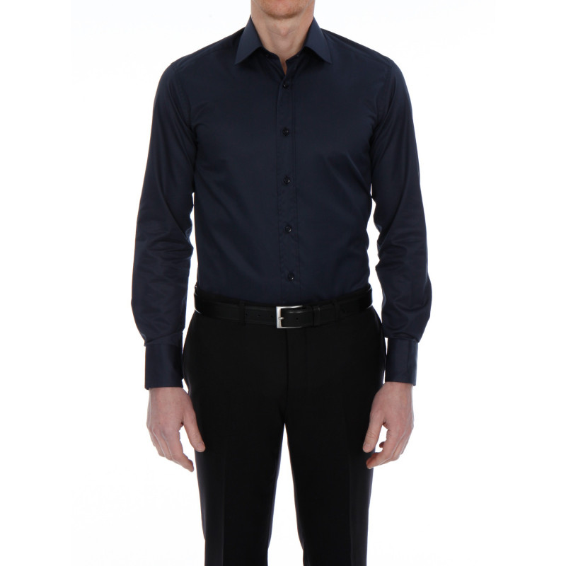 Chemise unie homme cintrée à poignet mousquetaire