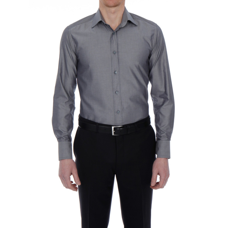 Chemise unie homme cintrée à poignet mousquetaire