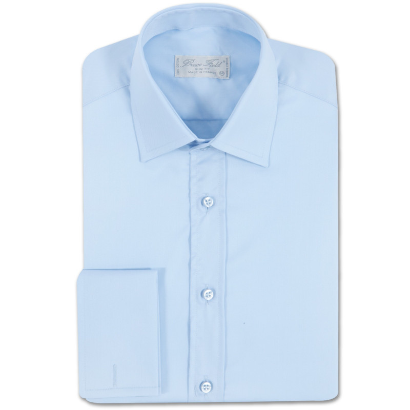 Chemise unie homme cintrée à poignet mousquetaire