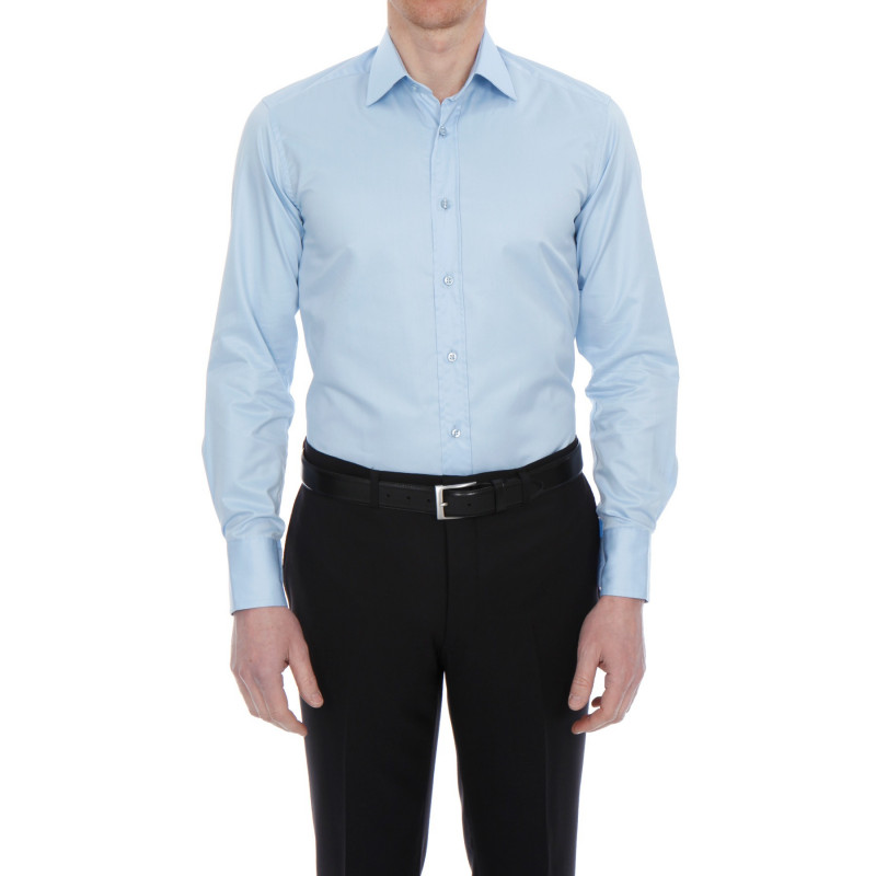 Chemise unie homme cintrée à poignet mousquetaire