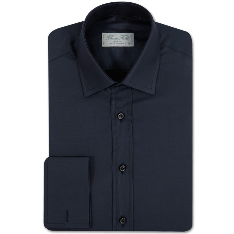 Chemise unie homme cintrée à poignet mousquetaire