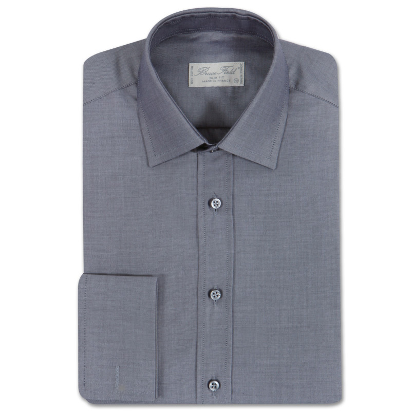 Chemise unie homme cintrée à poignet mousquetaire