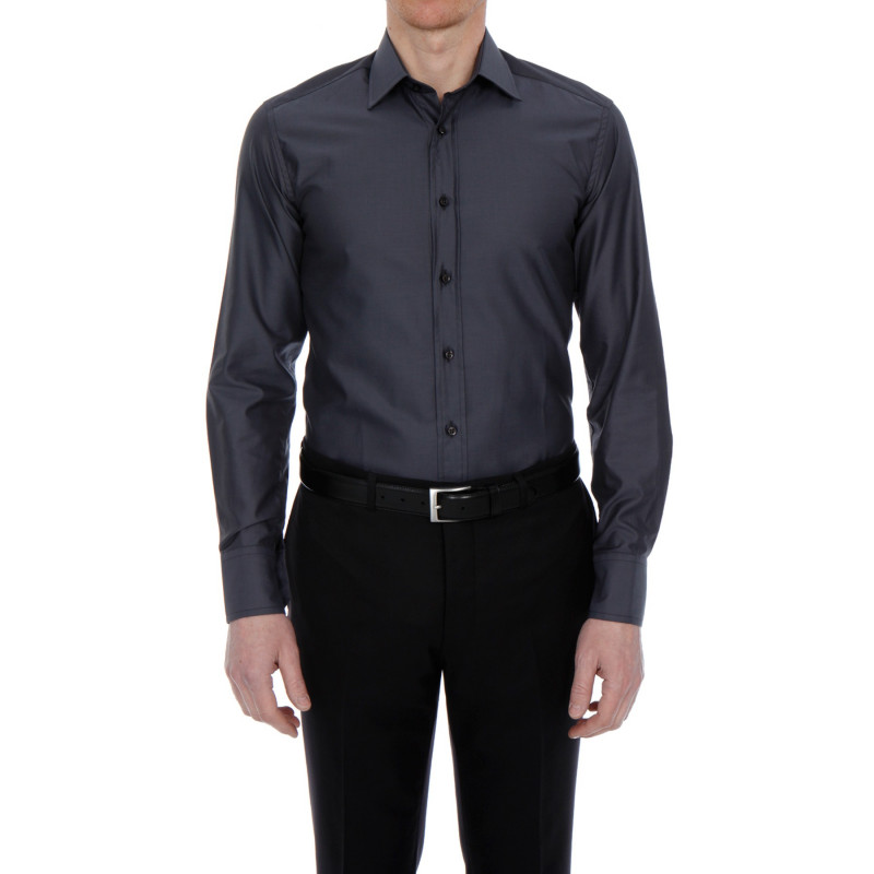 Chemise unie homme cintrée à poignet mousquetaire