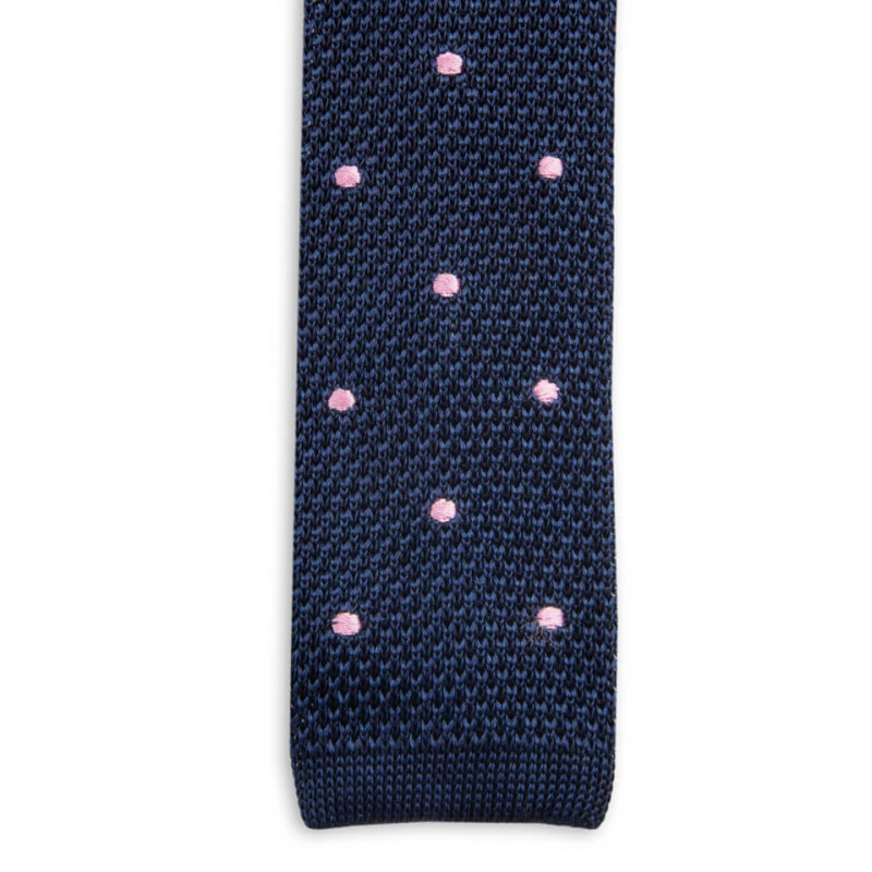 Tie fine mesh knit of pure silk polka dot