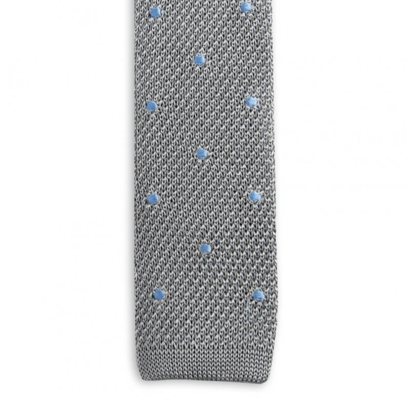 Tie fine mesh knit of pure silk polka dot