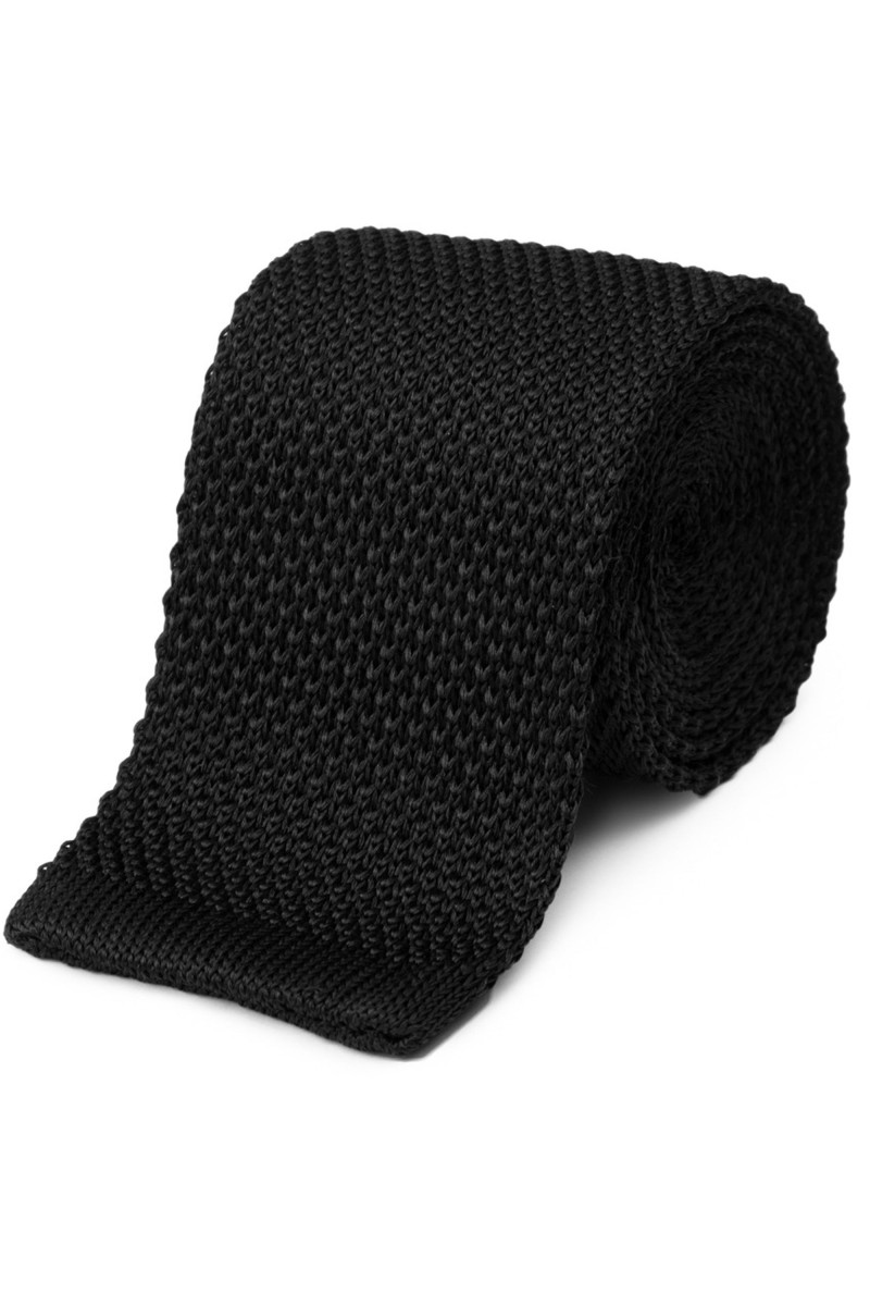 Cravate fine en maille tricot de pure soie