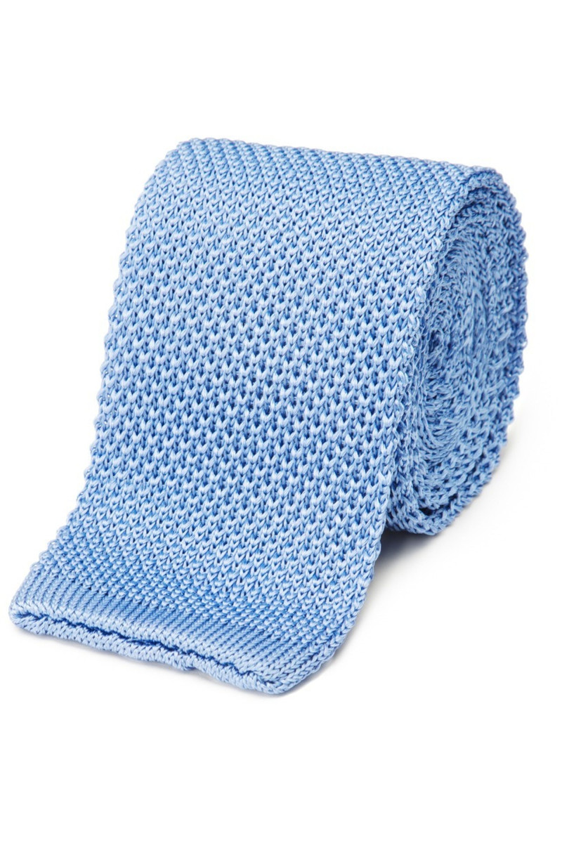 Cravate fine en maille tricot de pure soie