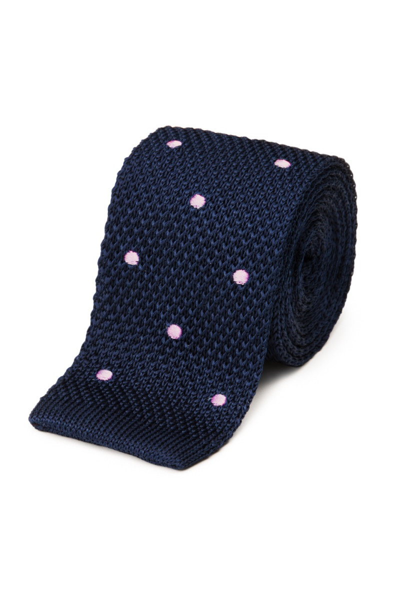 Tie fine mesh knit of pure silk polka dot