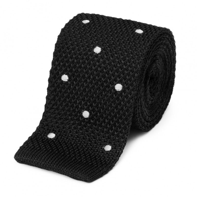 Tie fine mesh knit of pure silk polka dot