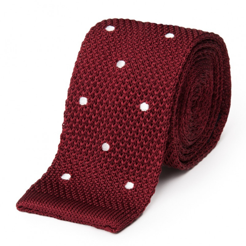 Tie fine mesh knit of pure silk polka dot