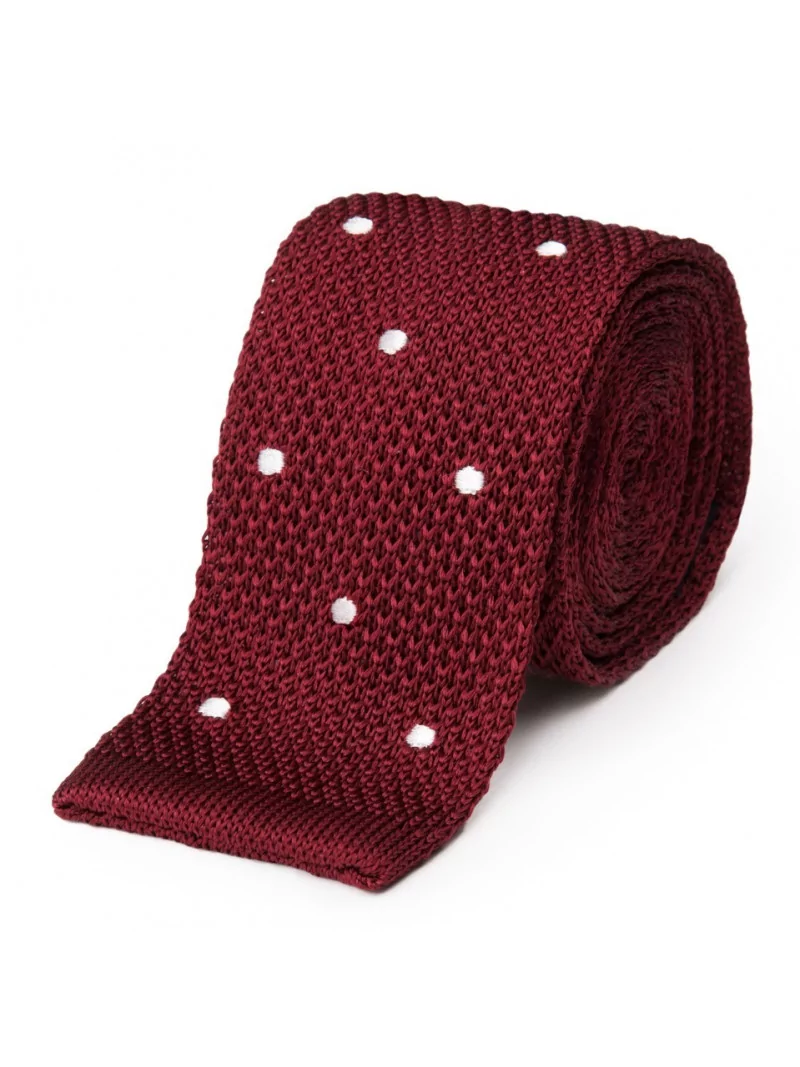 Tie fine mesh knit of pure silk polka dot