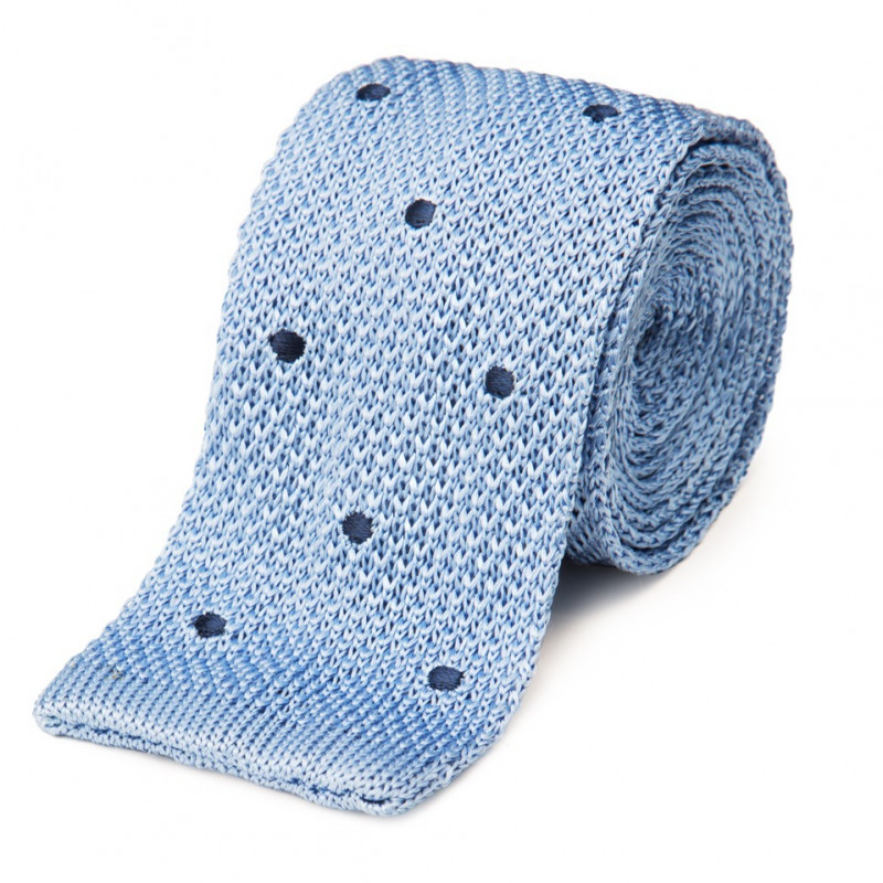 Tie fine mesh knit of pure silk polka dot