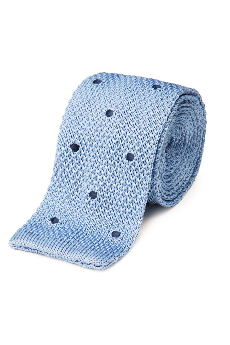 Tie fine mesh knit of pure silk polka dot