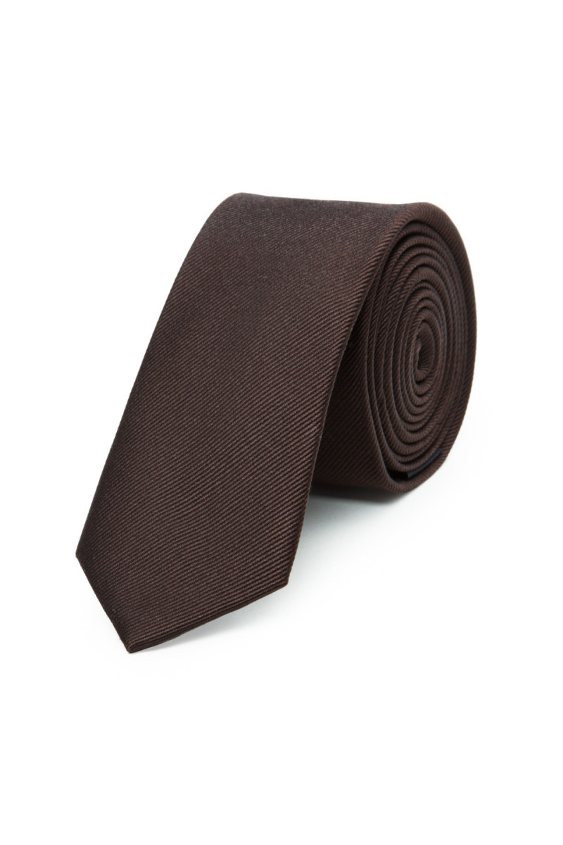 Thin tie in pure silk ribbed