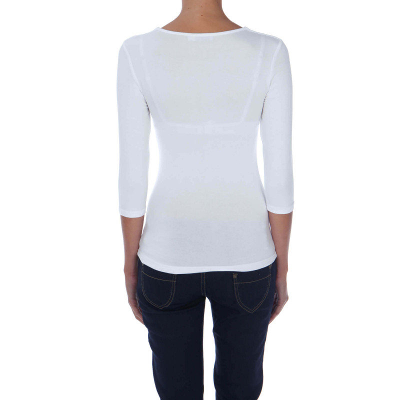 T-shirt femme col carré et manches trois quart en viscose stretch